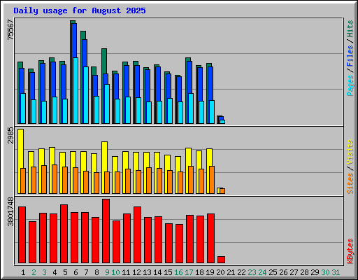 Daily usage for August 2025
